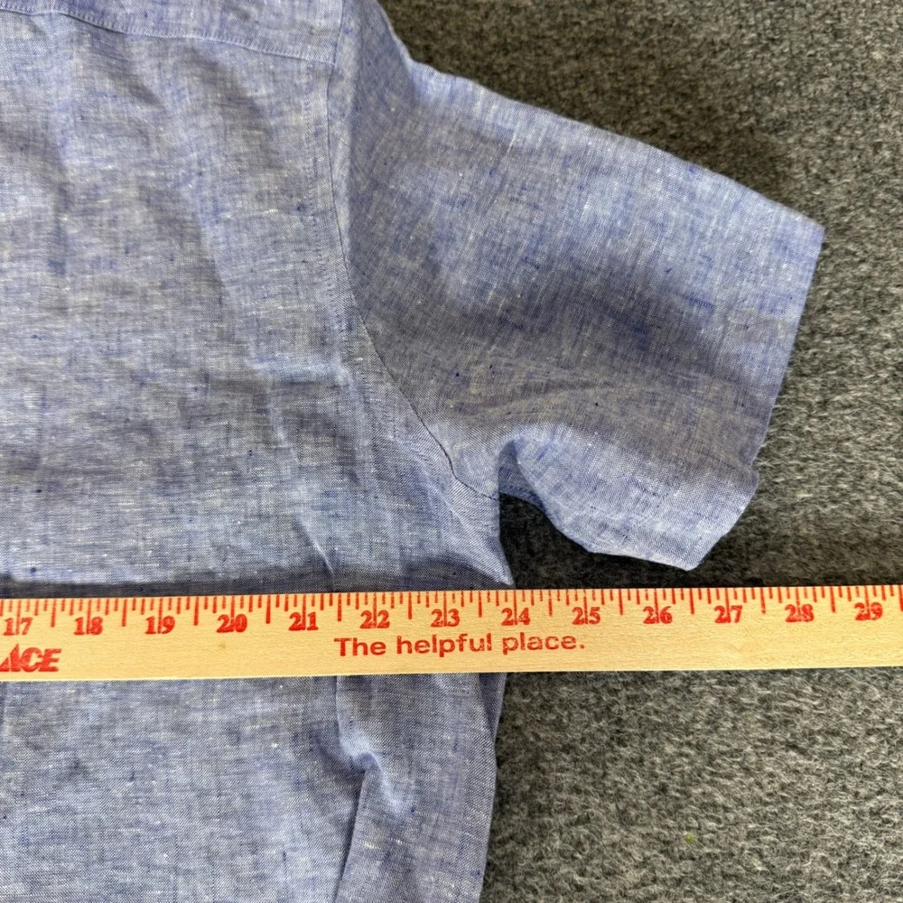 UNTUCKit Mens XL Blue Linen Wrinkle Resistant Short Sleeve Shirt NEW Button Up - Picture 5 of 7